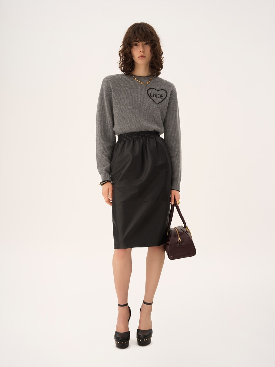 Cropped fitted logo sweater in a wool knit - 3