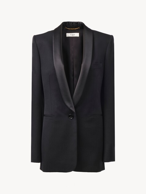 Tuxedo jacket in wool grain de poudre