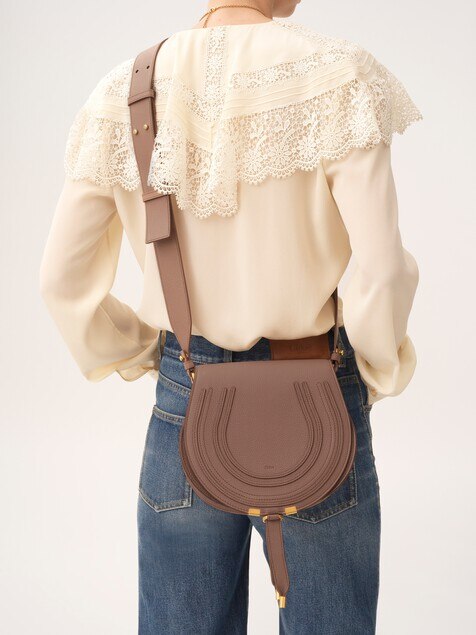 Marcie saddle bag in grained leather