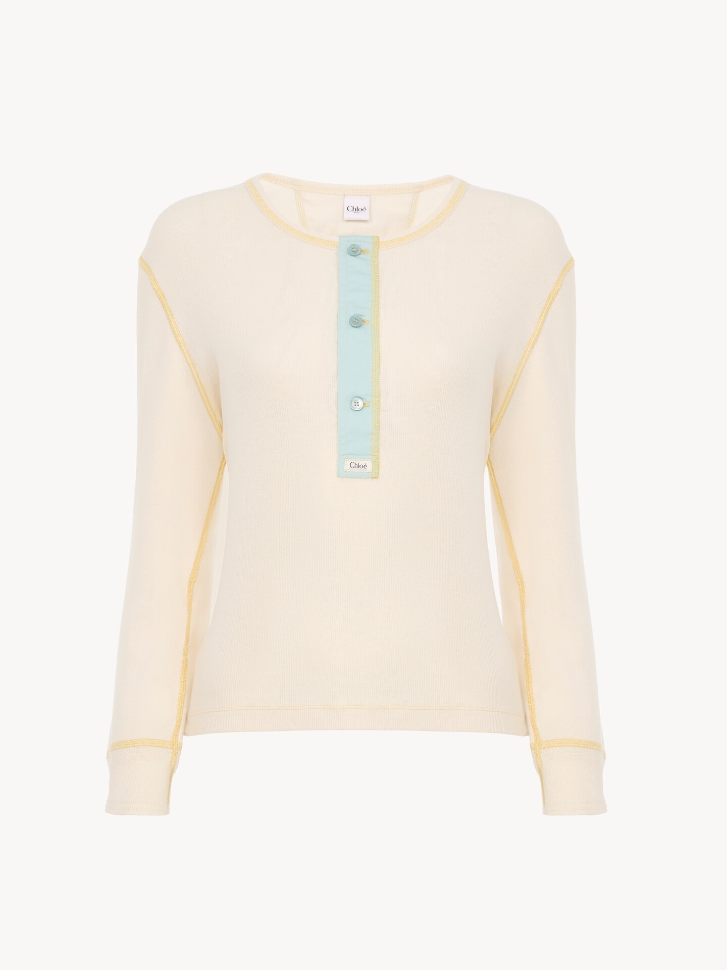 Fitted Henley shirt in cotton jersey - 2