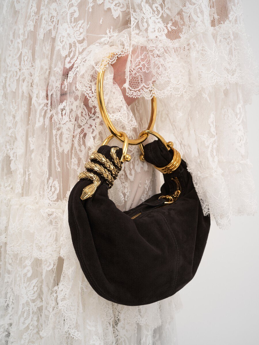 Small Snake Bracelet Hobo bag in suede leather - 3