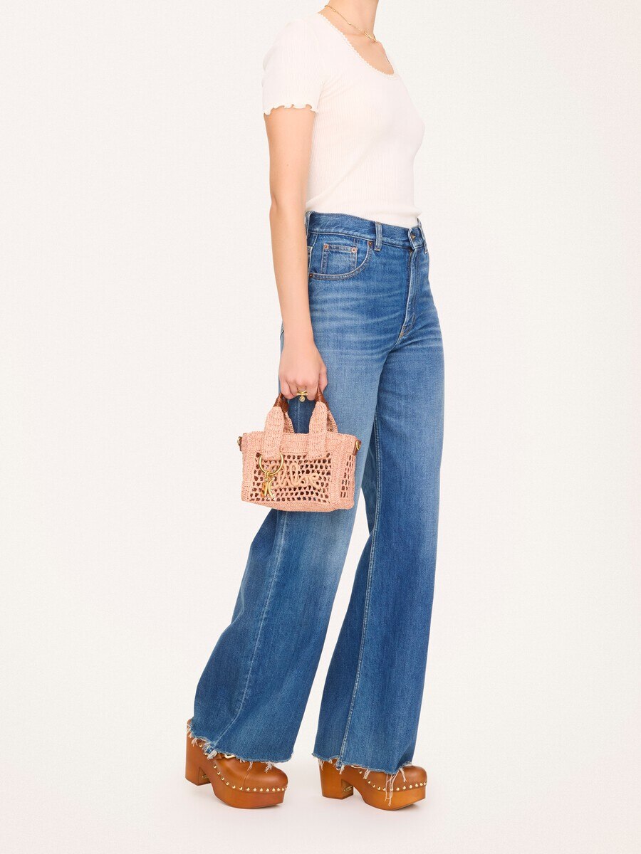 Mini Summer Banana east-west tote bag in raffia - 8