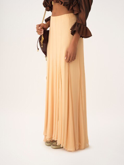 Fluid maxi skirt in silk mousseline