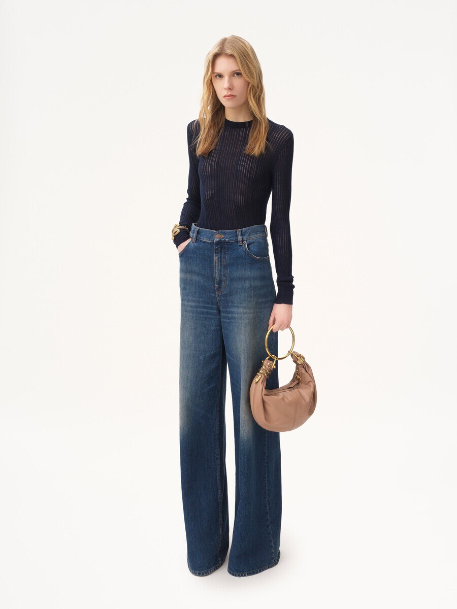 Small Snake Bracelet Hobo bag in grained leather - 9