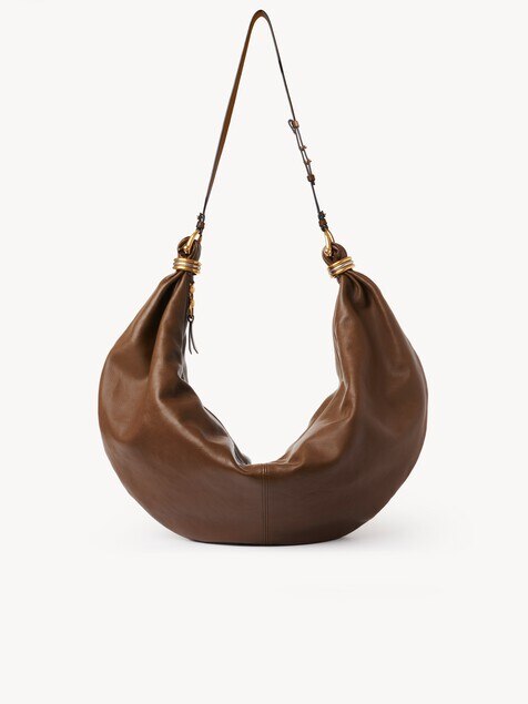 Large Bracelet Hobo bag in grained leather