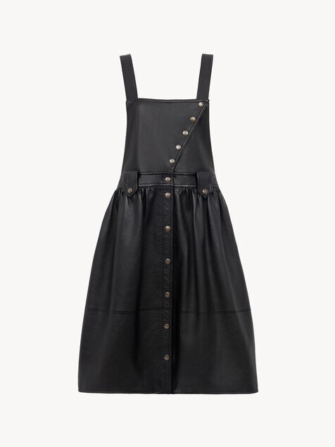 Apron midi dress in leather