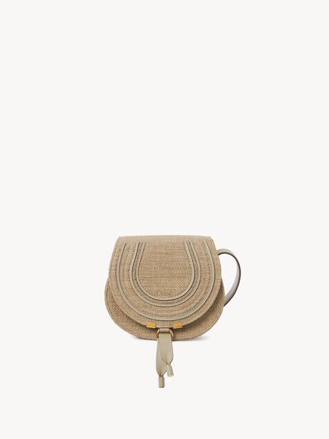 Small Marcie saddle bag in raffia-effect fibres