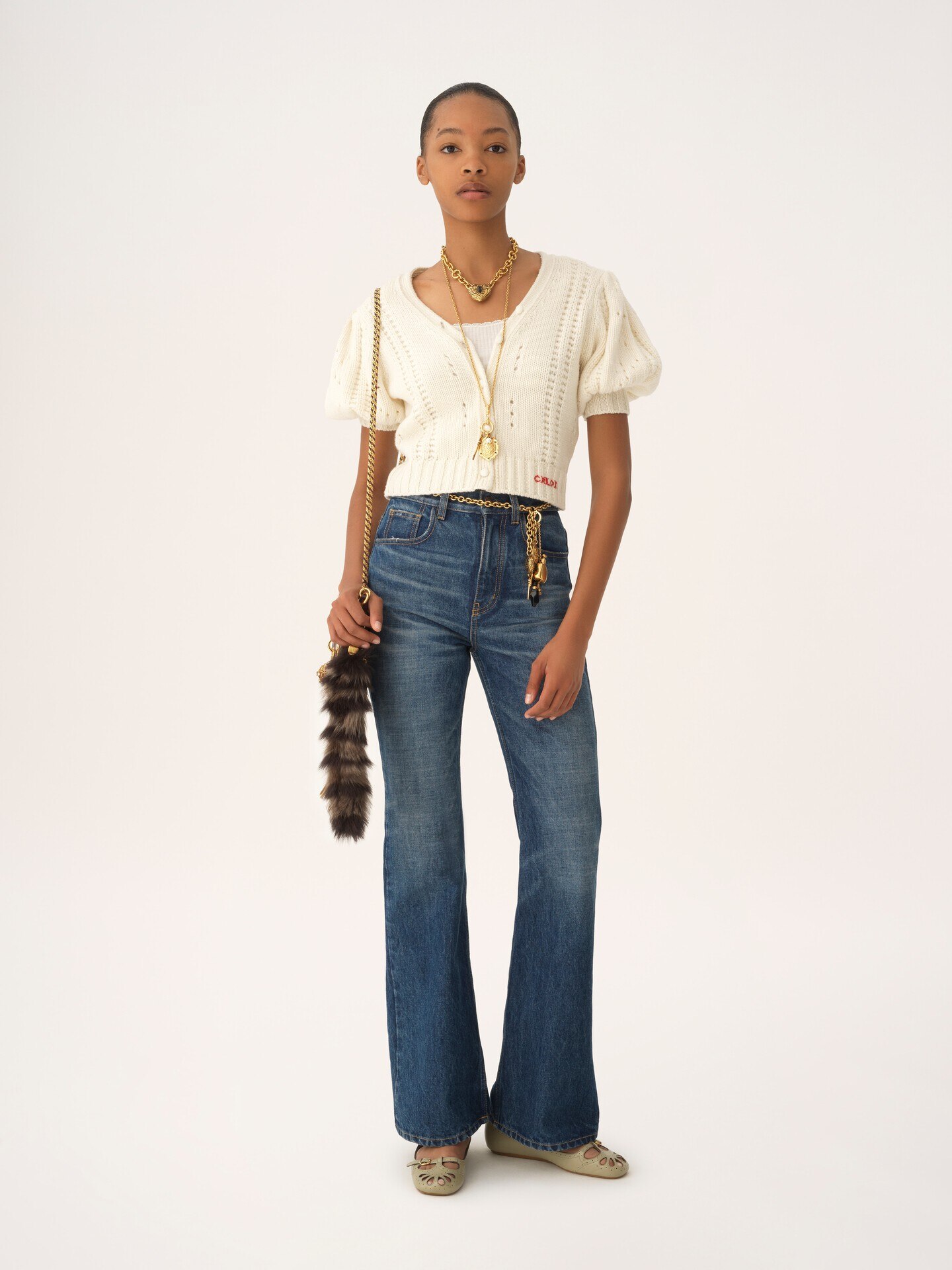 Puff-sleeve cardigan in a wool & cashmere knit - 3