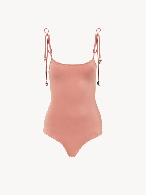 Knotted-strap one-piece swimsuit