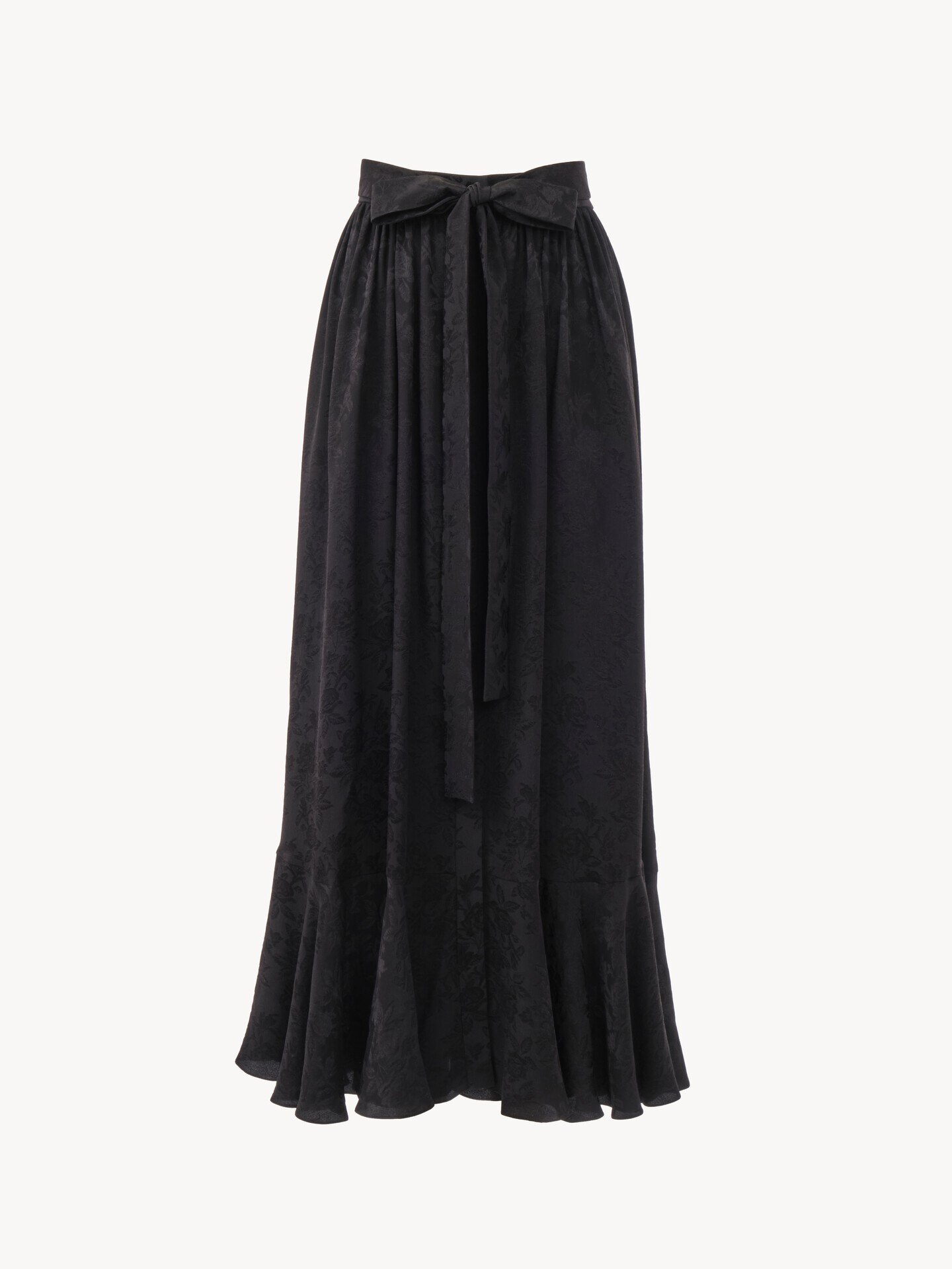 Gathered midi skirt in silk jacquard - 1