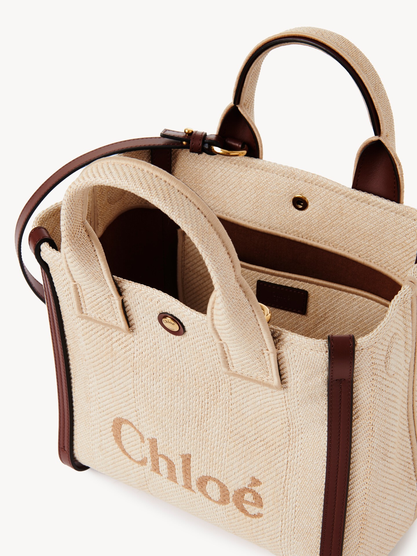 Small Chloé Carry tote bag in raffia-effect fibres - 6