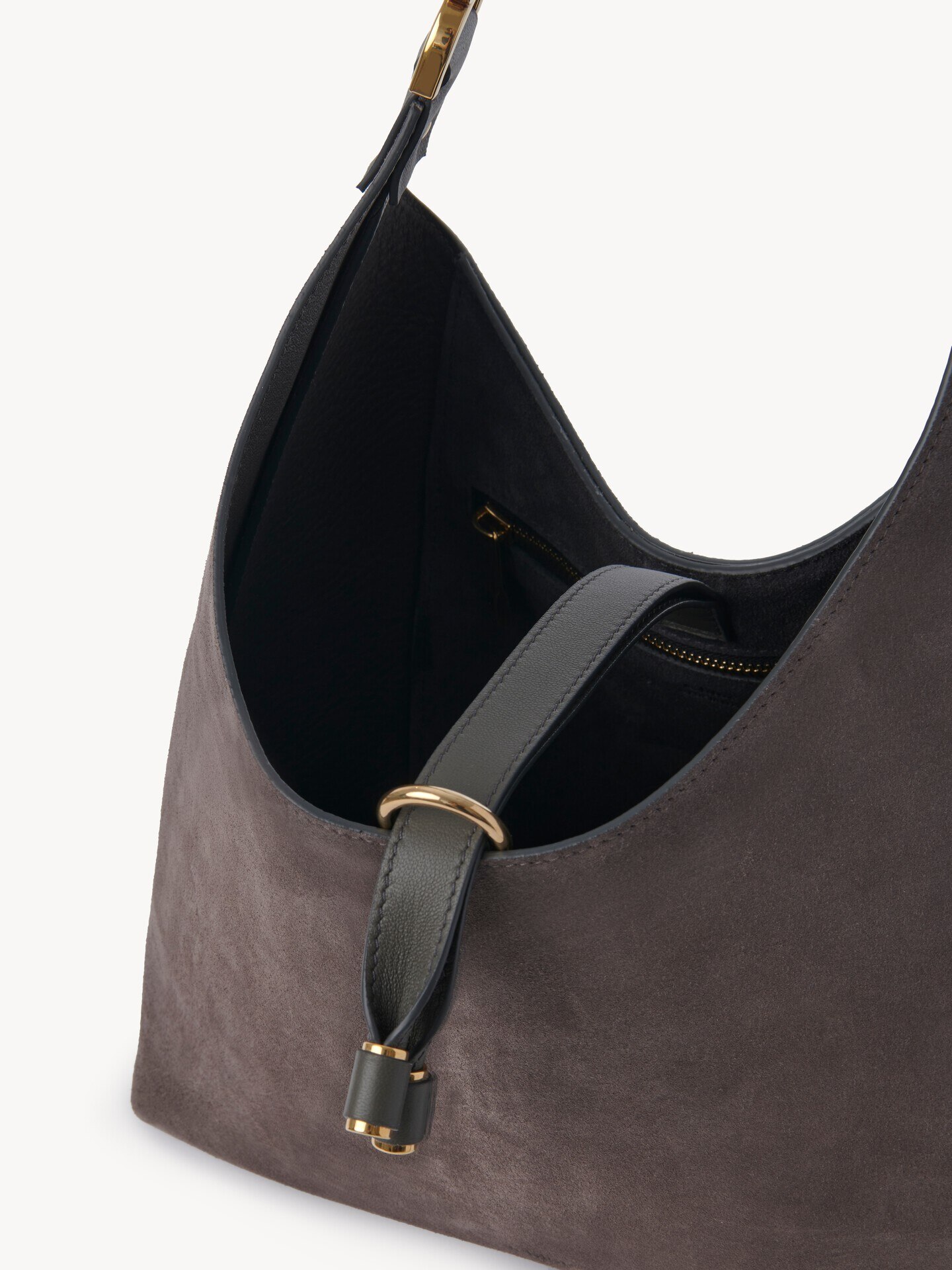 Small Marcie hobo bag in suede leather - 8