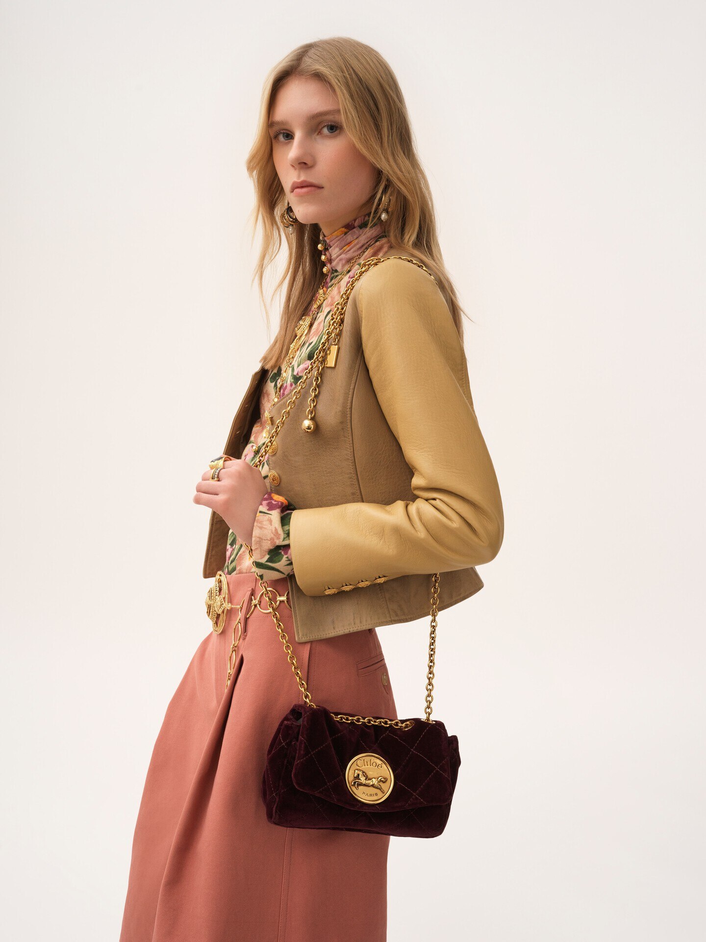 Small Chloé Heritage shoulder bag in velvet - 3