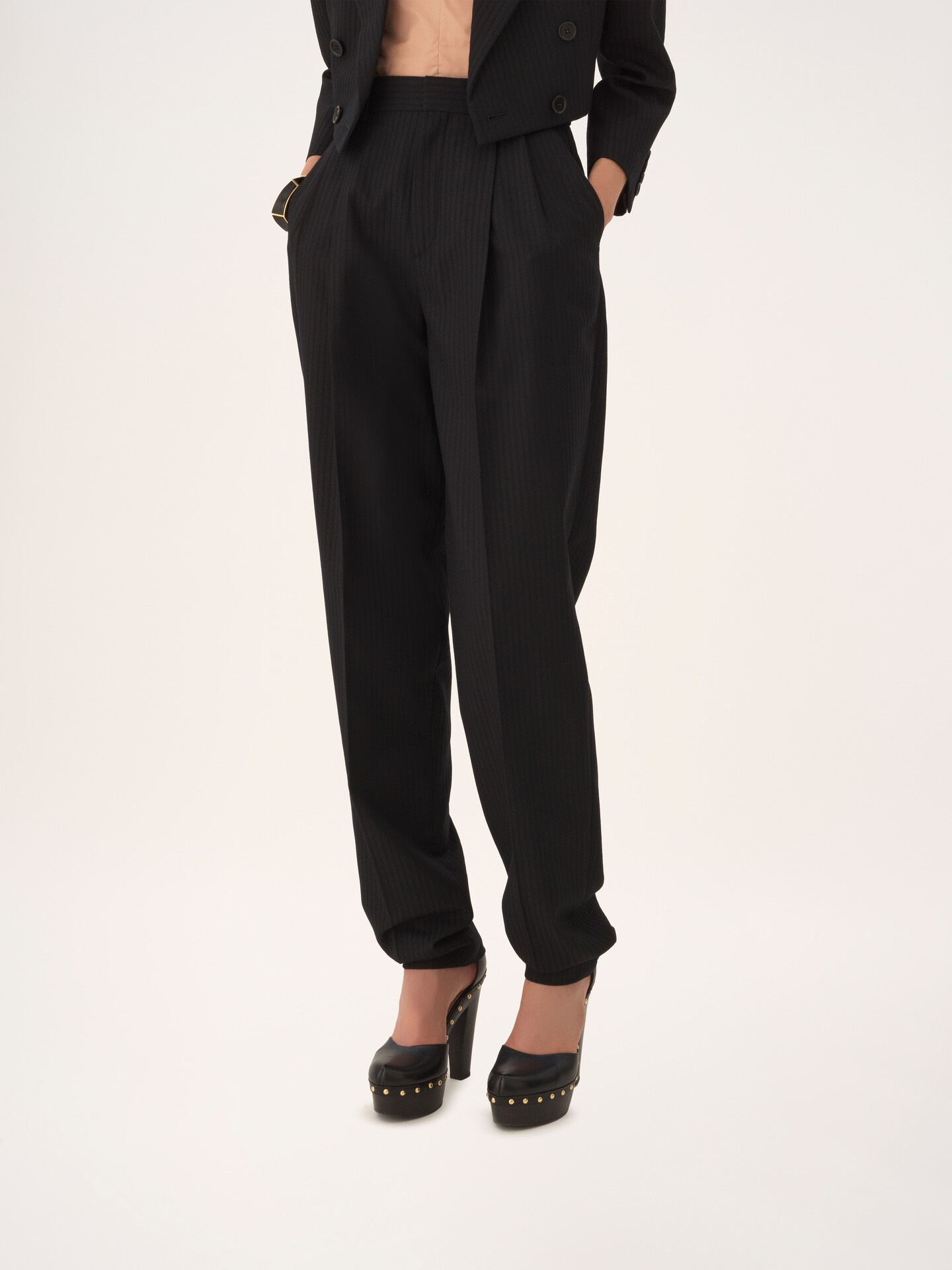 High-rise wide-leg pants in wool - 6