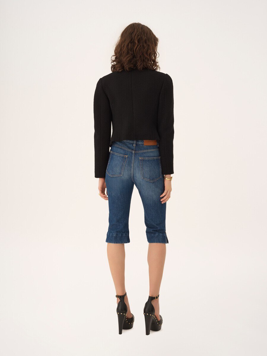 Double-breasted cropped jacket in wool bouclette - 5