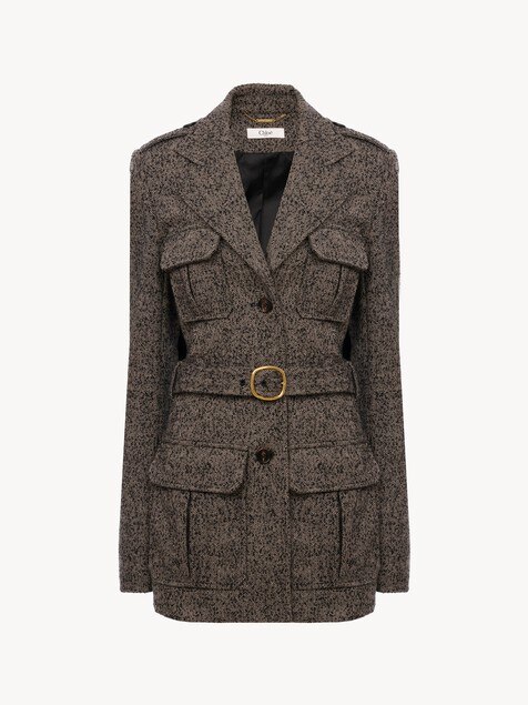 Utilitarian jacket in chevron wool