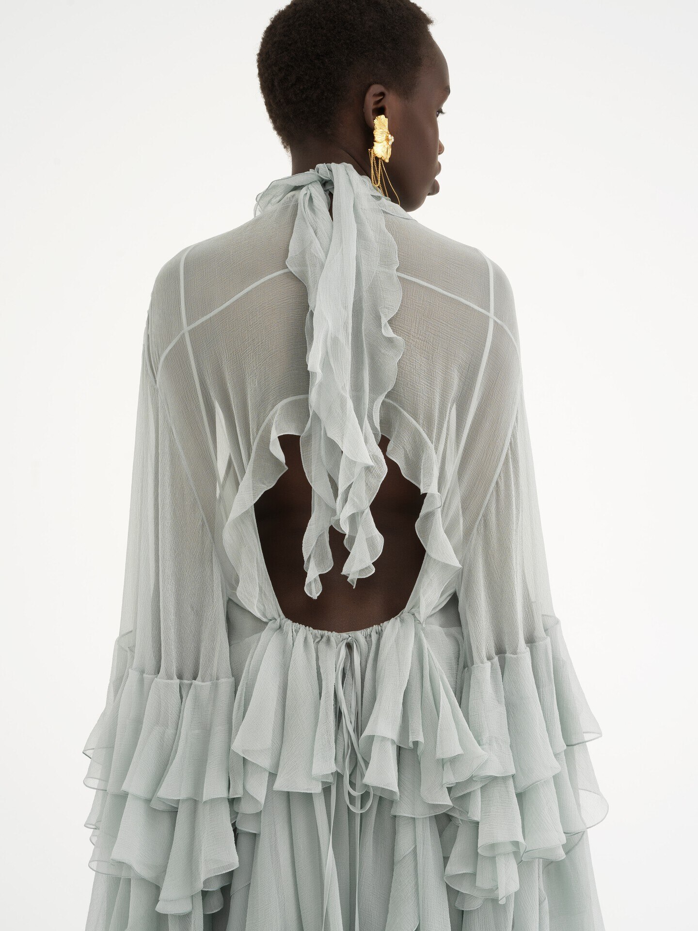 Mini ruffled dress in silk mousseline - 6