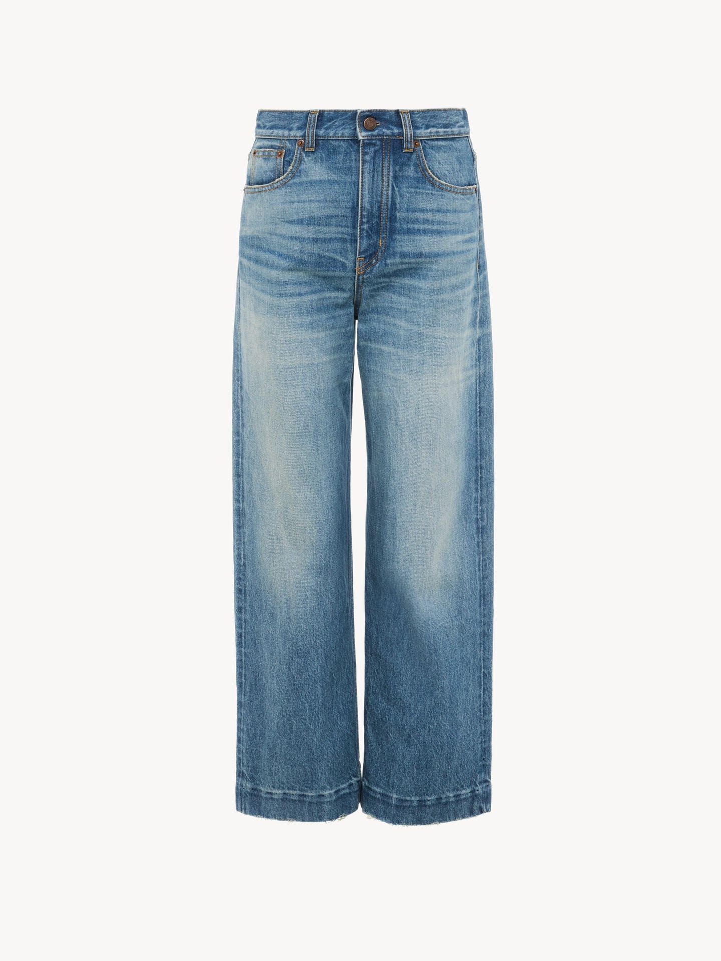 High-rise cropped jeans in denim - 2