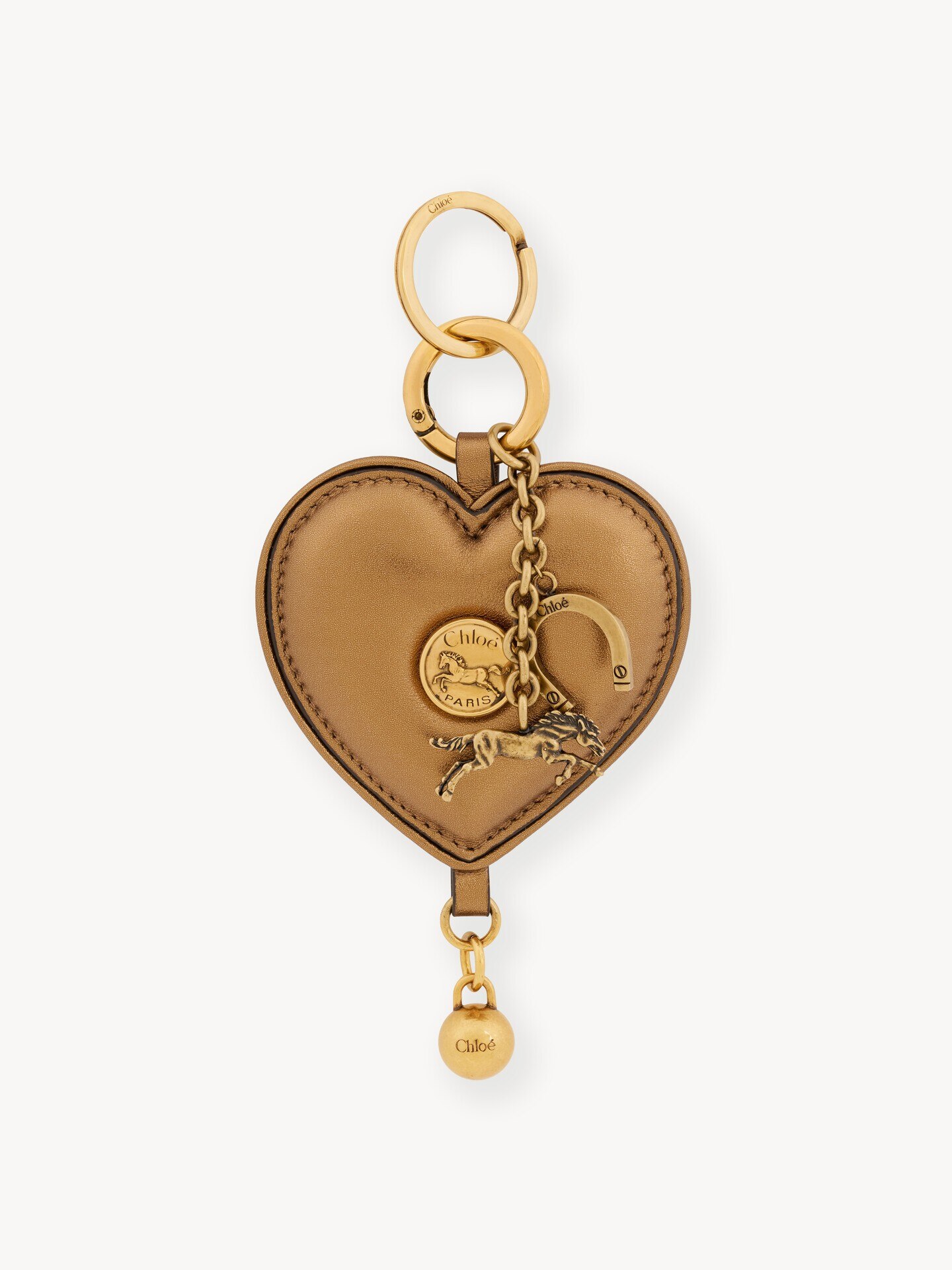 Charm de bolso llavero Chlo&eacute; Symbols Heart de cuero metalizado - 2