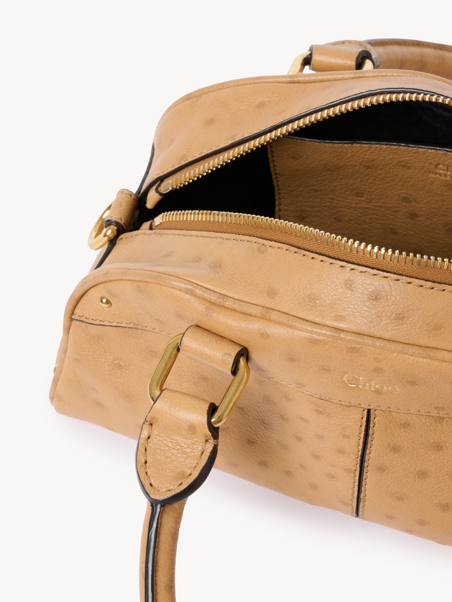 Small Chloé bowling bag in ostrich-effect leather - 6