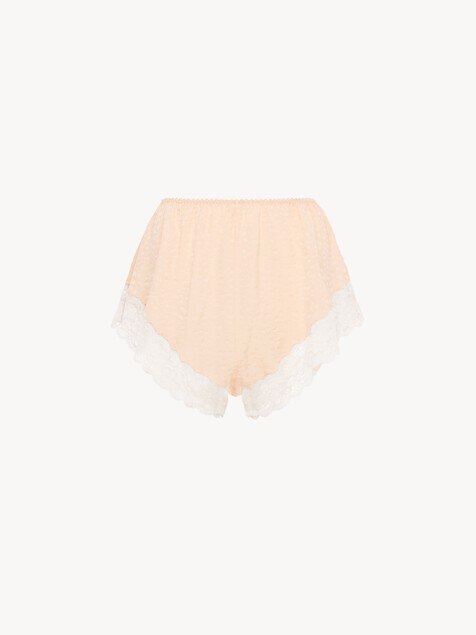 Lingerie shorts in silk jacquard & lace