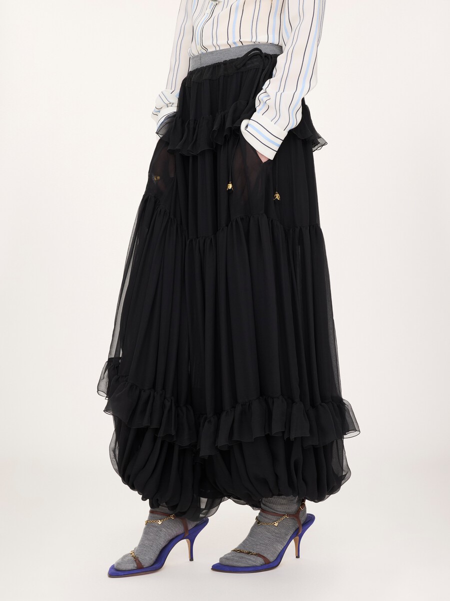 Fluid pleated pants in silk mousseline - 4