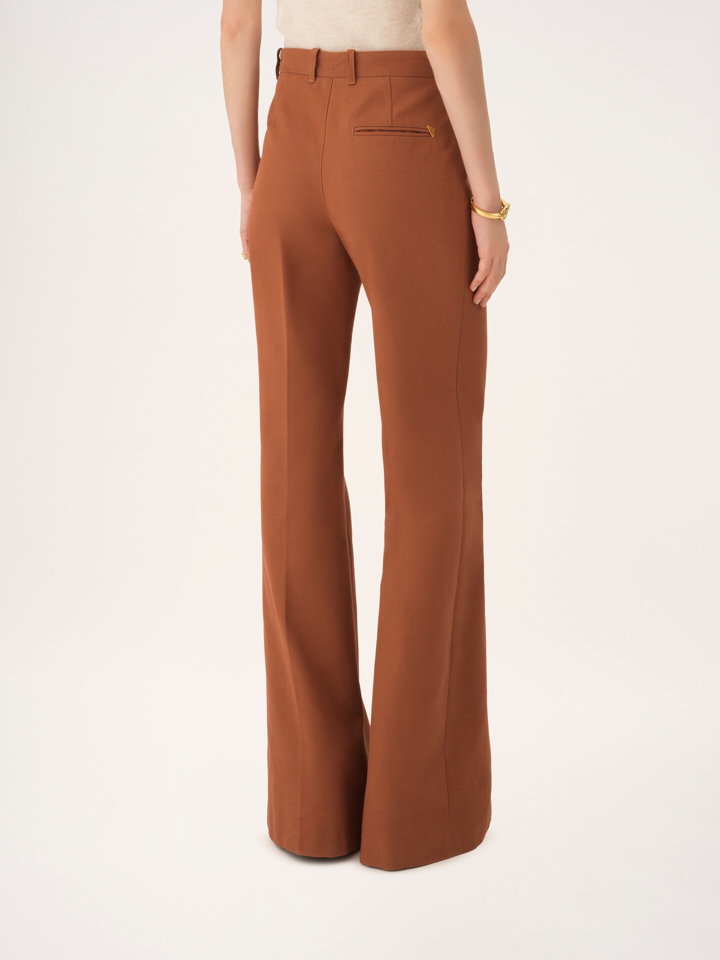 High-rise flared trousers in cotton canvas - 5