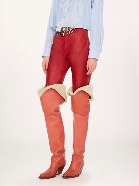 Slim pants in leather