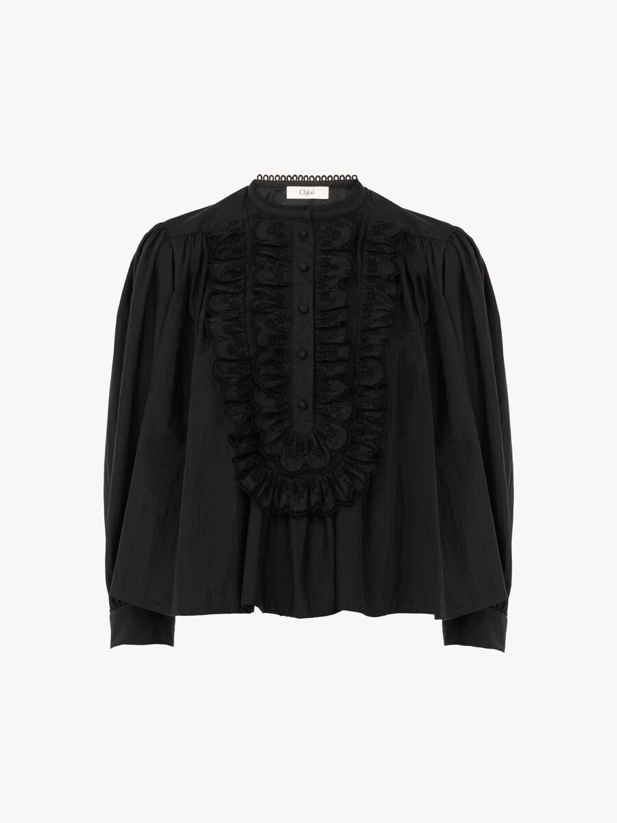 Gathered ruffle top in technical taffeta - 2