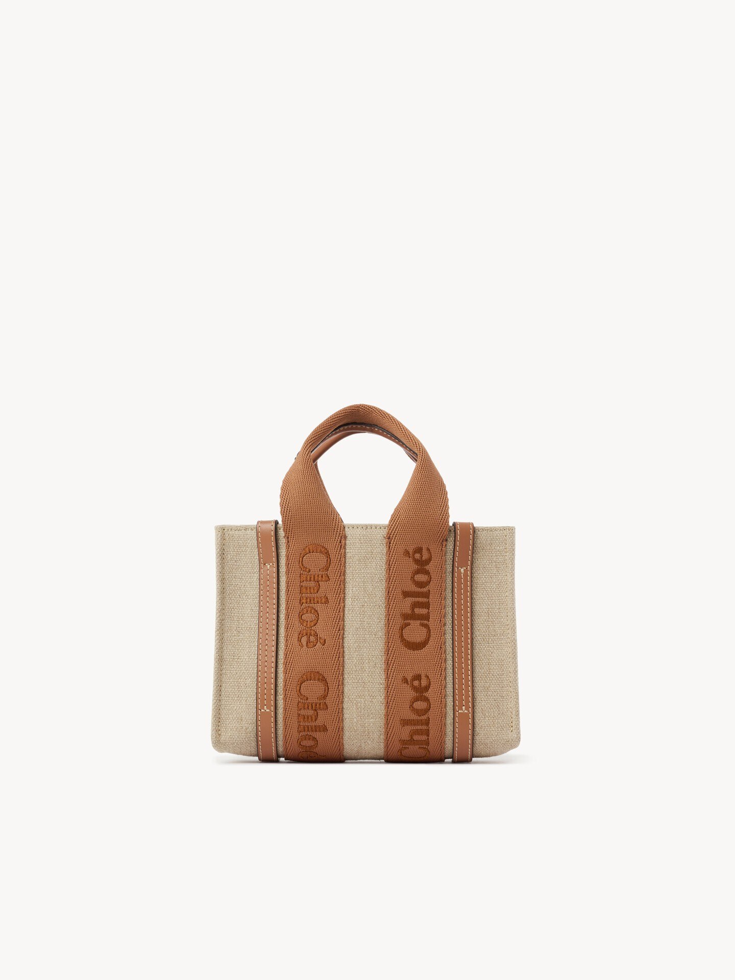 Mini Woody tote bag in linen - 5