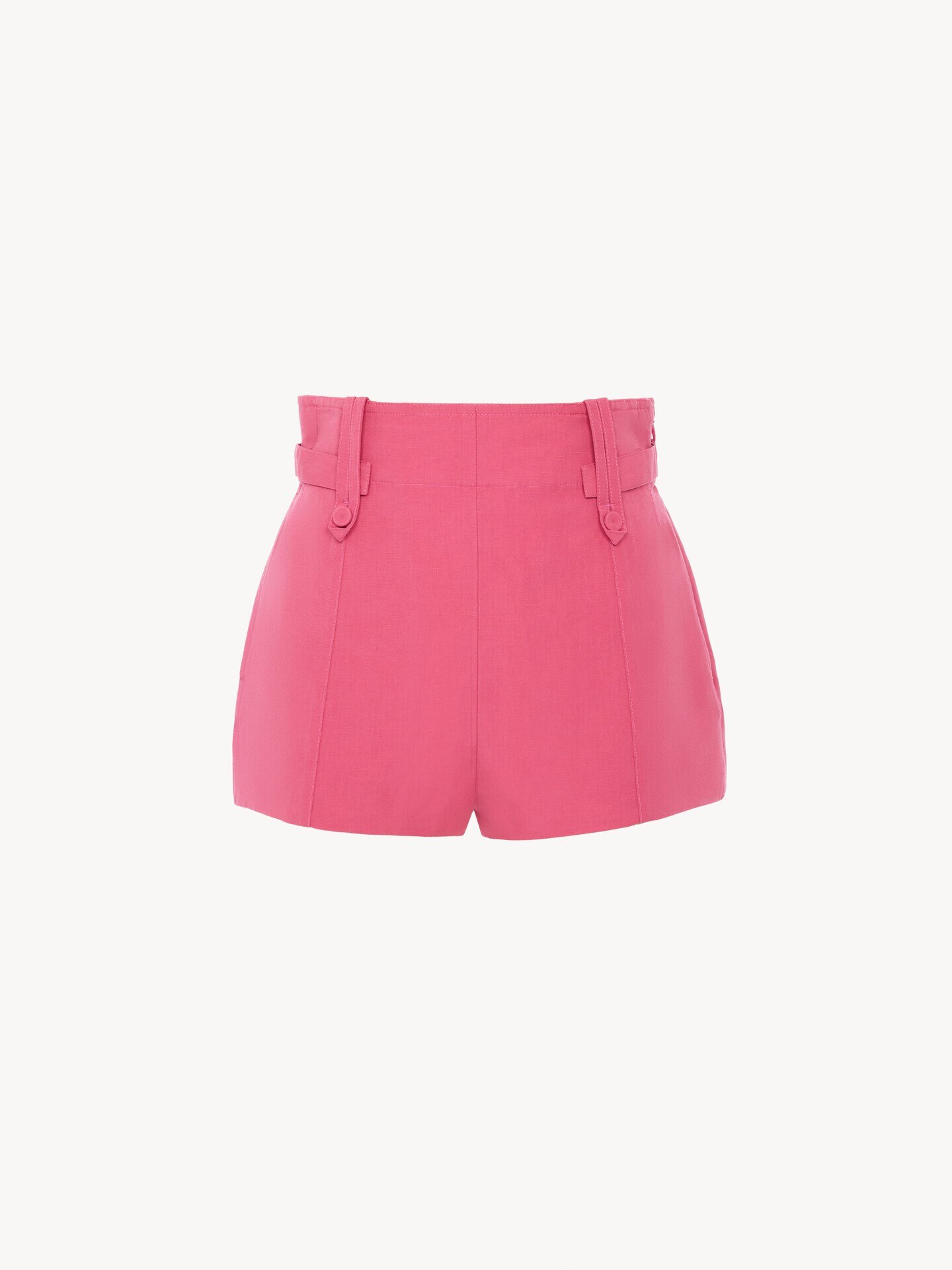 Minipantalones cortos de talle alto de mezcla de lino y algod&oacute;n - 2