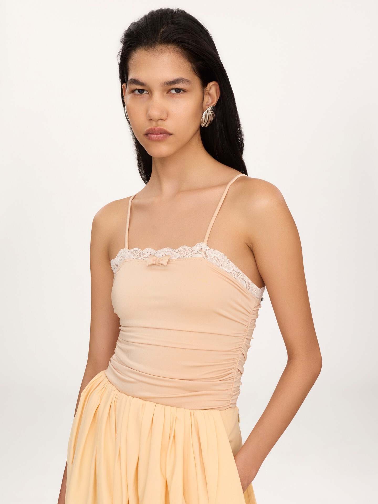 Lace-trimmed ruched bodysuit - 4