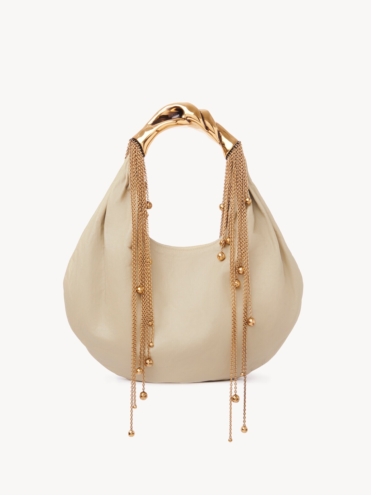 Bolso hobo Twisted Shell de cuero brillante  - 5