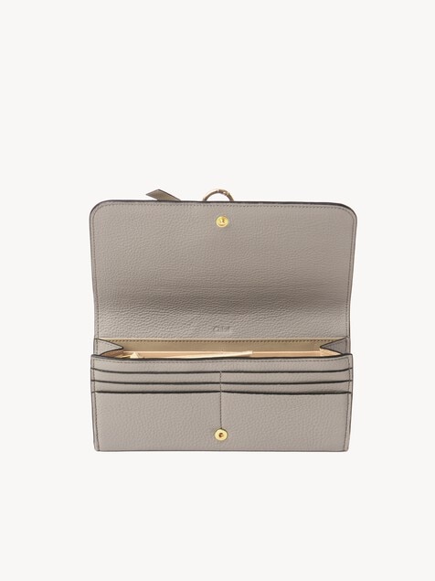 Alphabet wallet with flap in grained leather