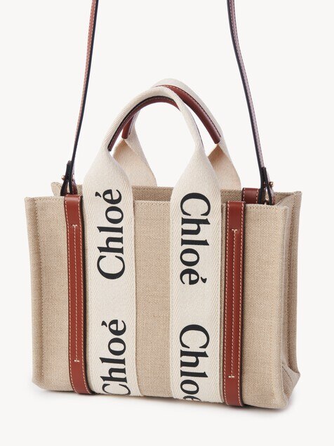 Small Woody tote bag in linen