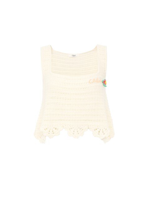 Sleeveless cropped top in crochet