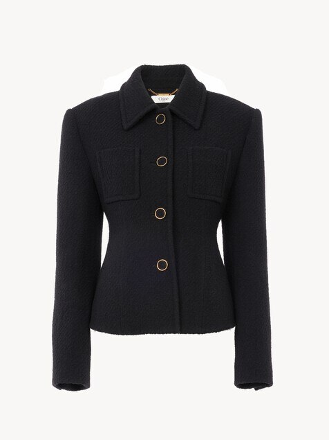 Fitted tailored jacket in wool bouclette