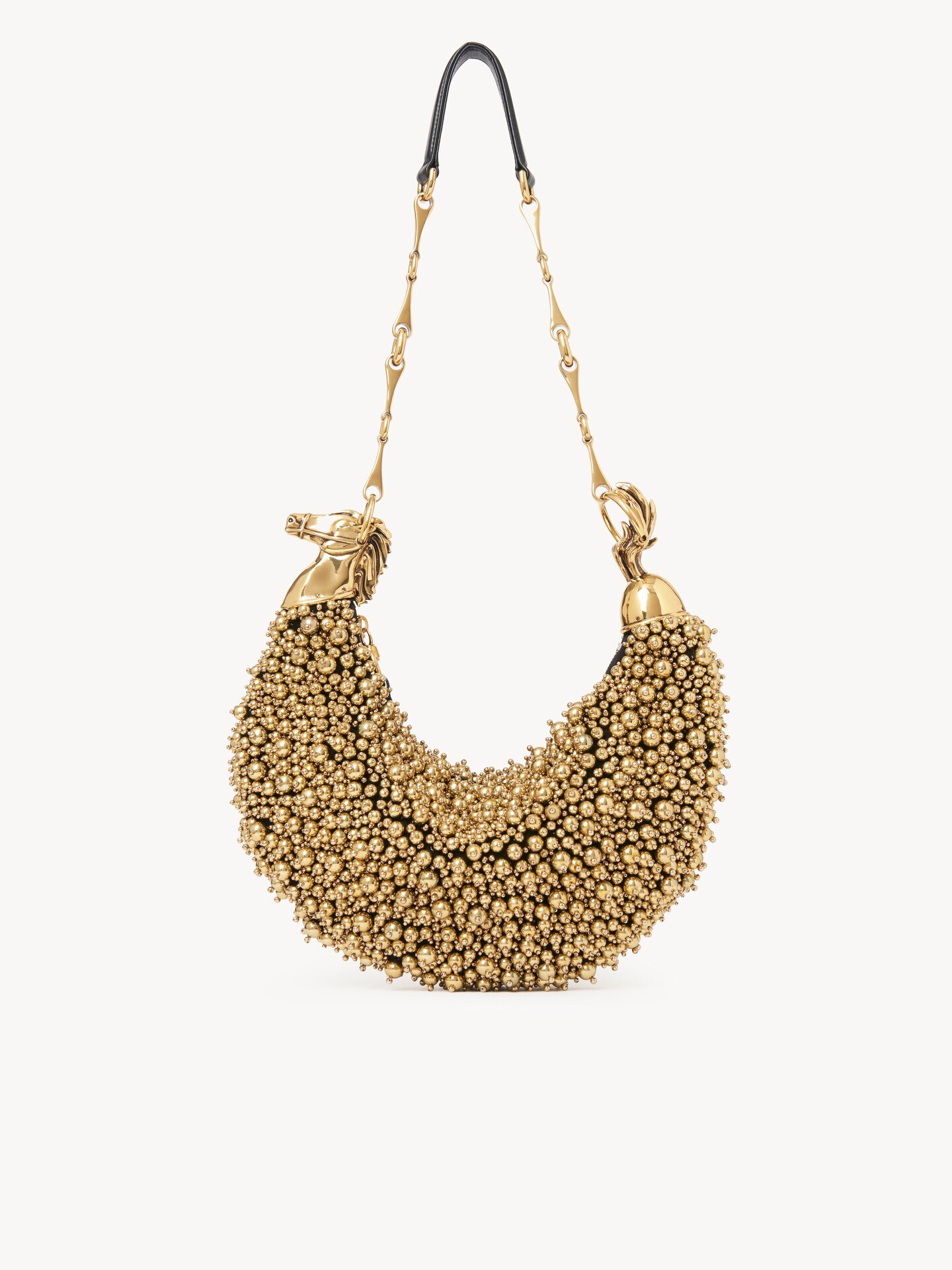 Chain Horse shoulder bag in beaded suede leather - 2