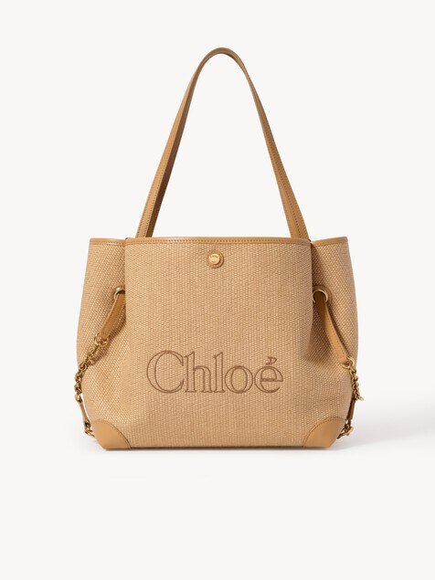 Chlo&eacute; Clover double carry bag in raffia-effect fibers