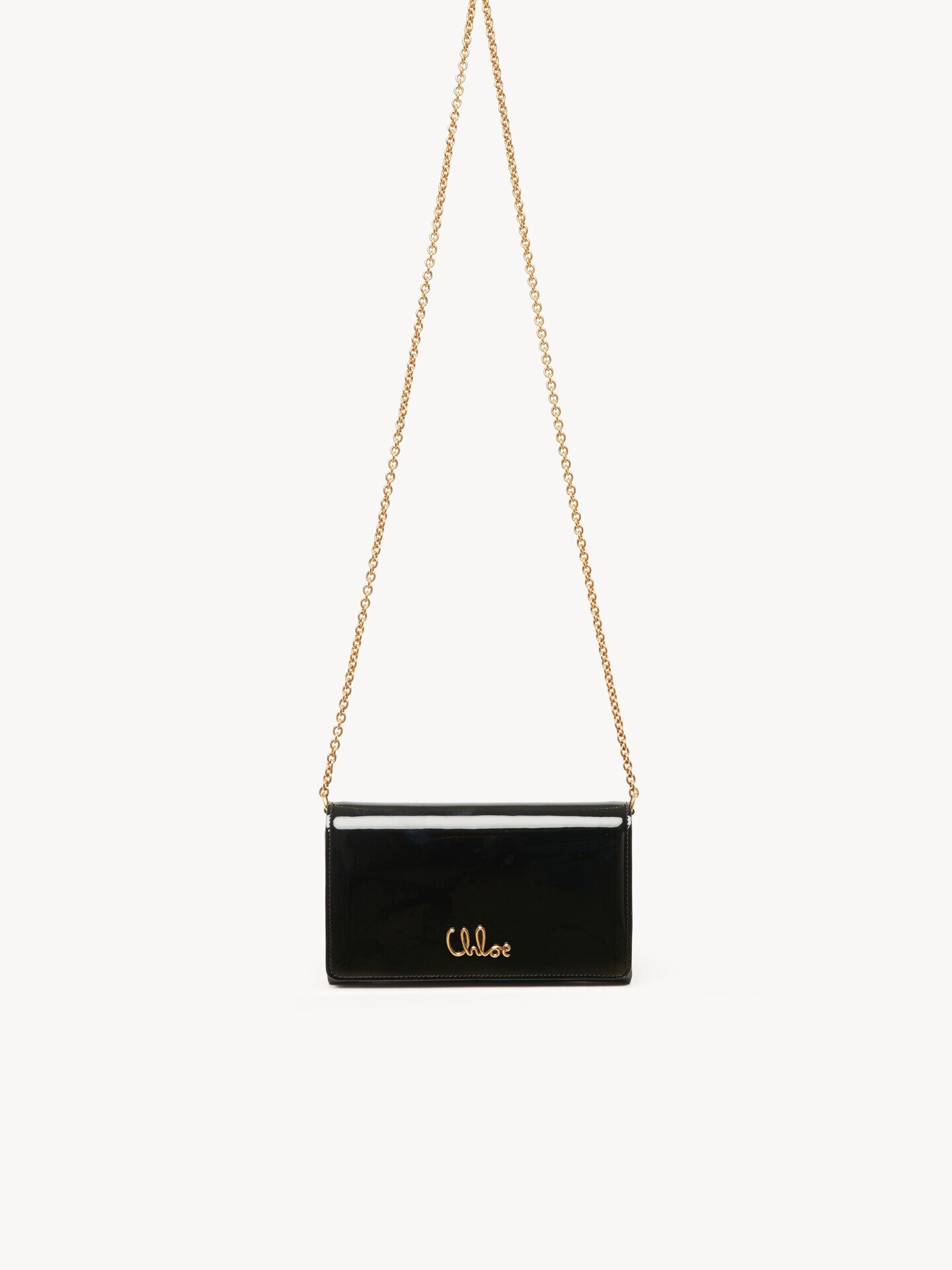 Chloé Iconic flap wallet on chain in patent leather - 1