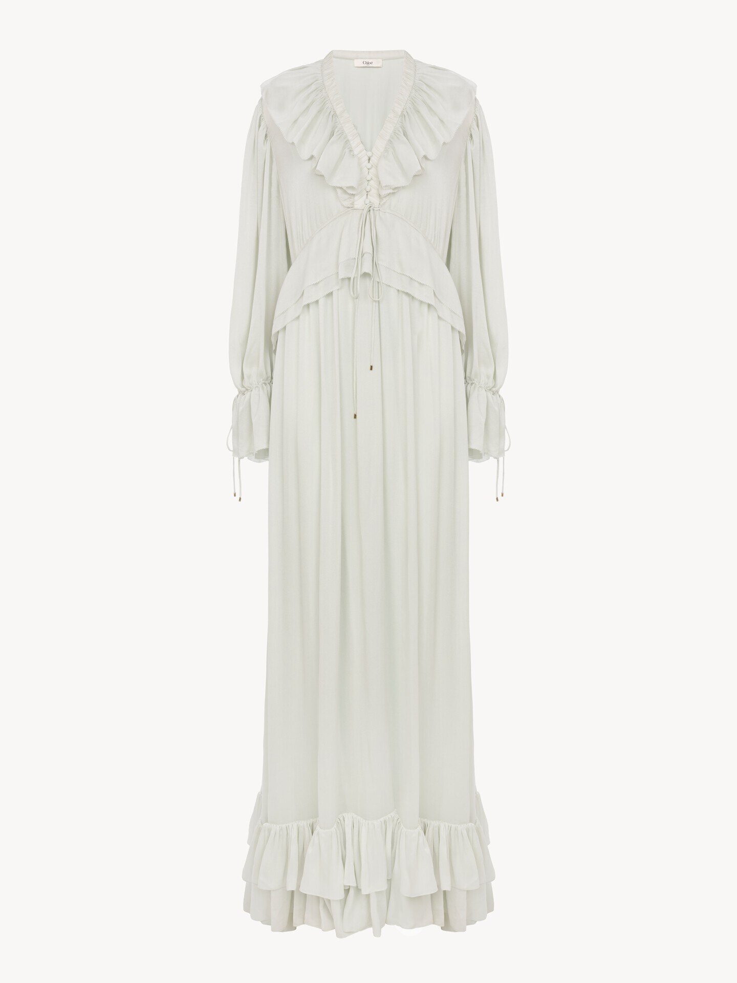 Long gathered dress in silk charmeuse - 1