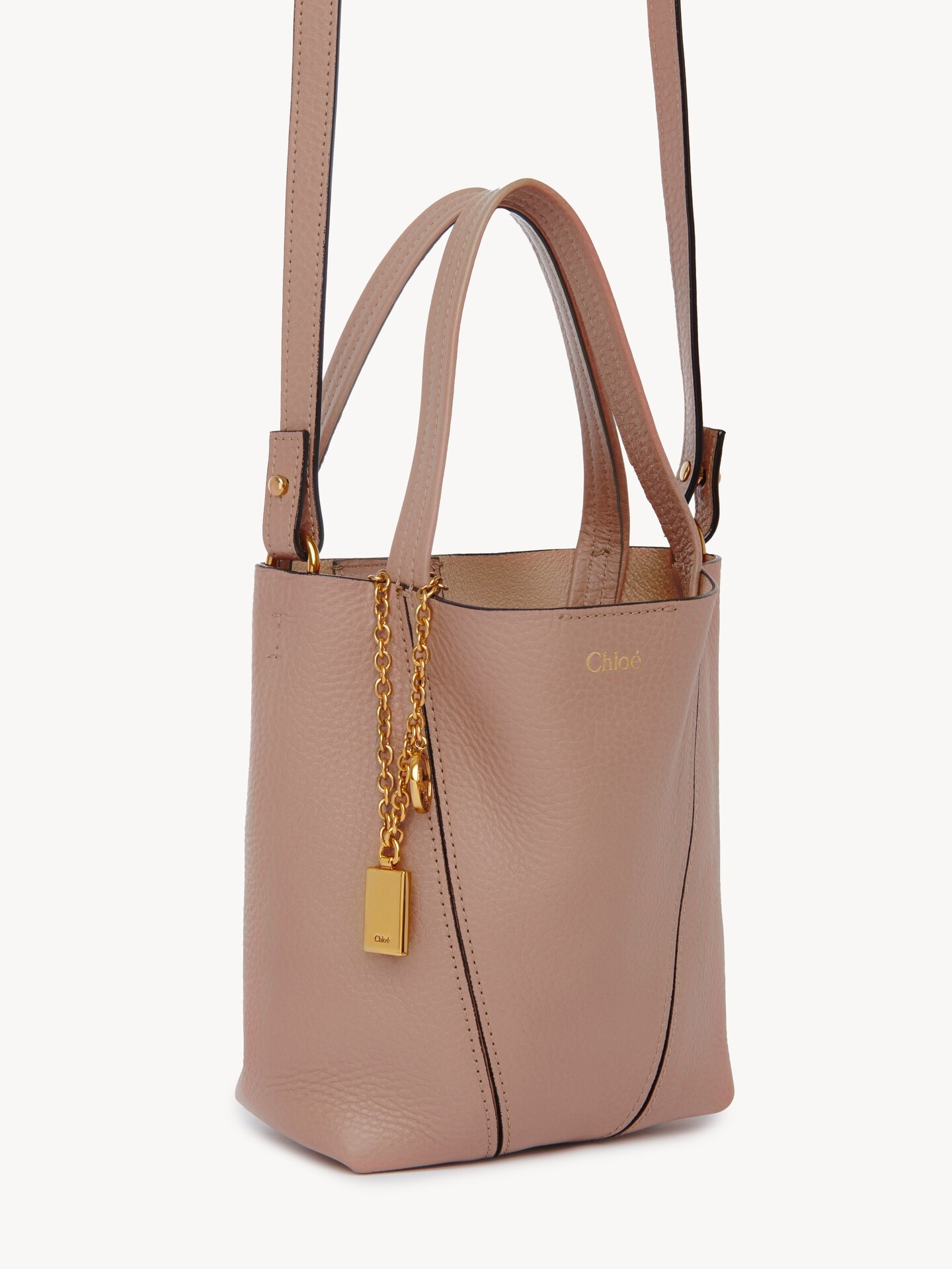 Small Chloé Spin tote bag in grained leather - 5