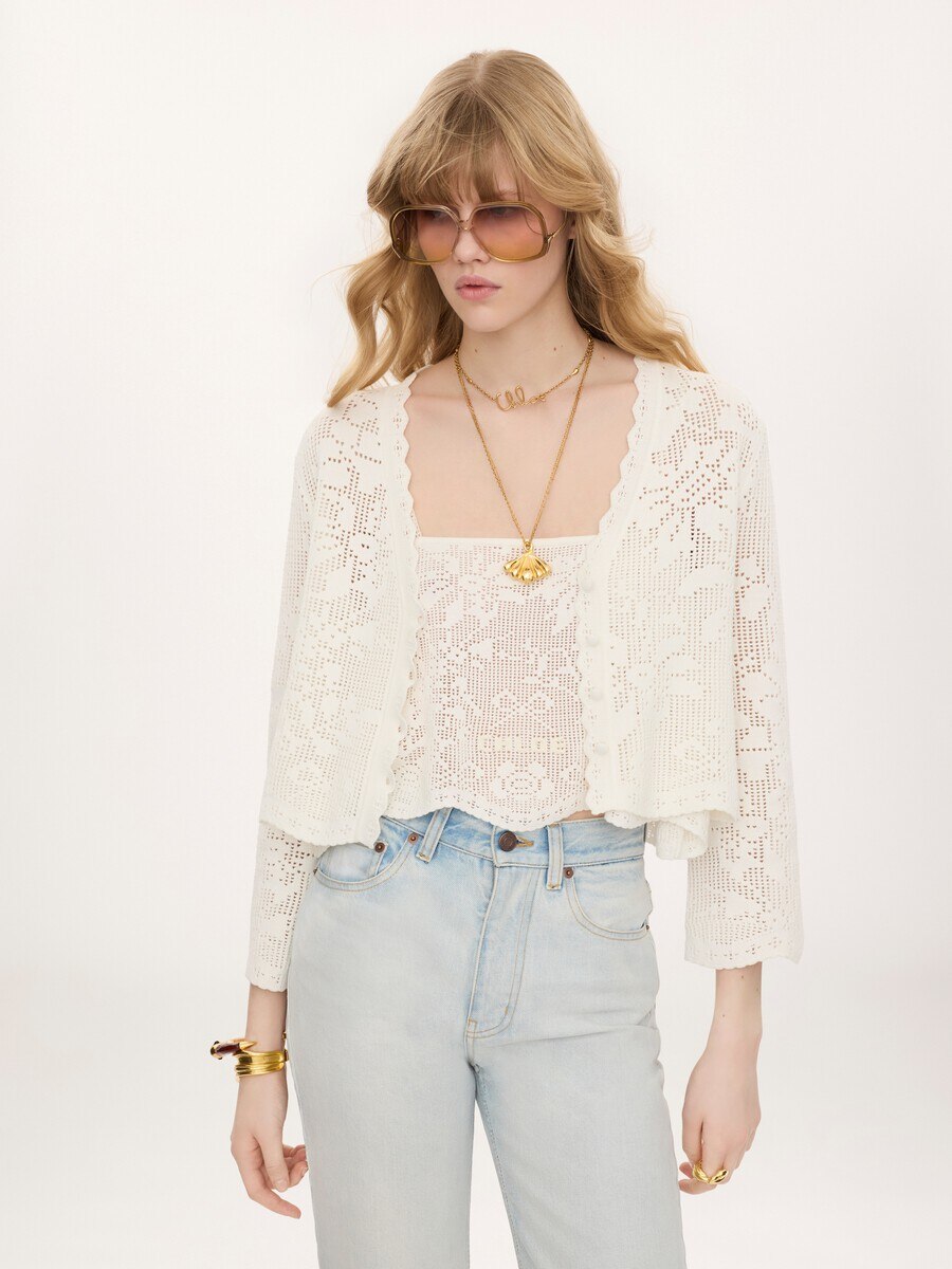 Cropped cardigan in a cotton knit - 4
