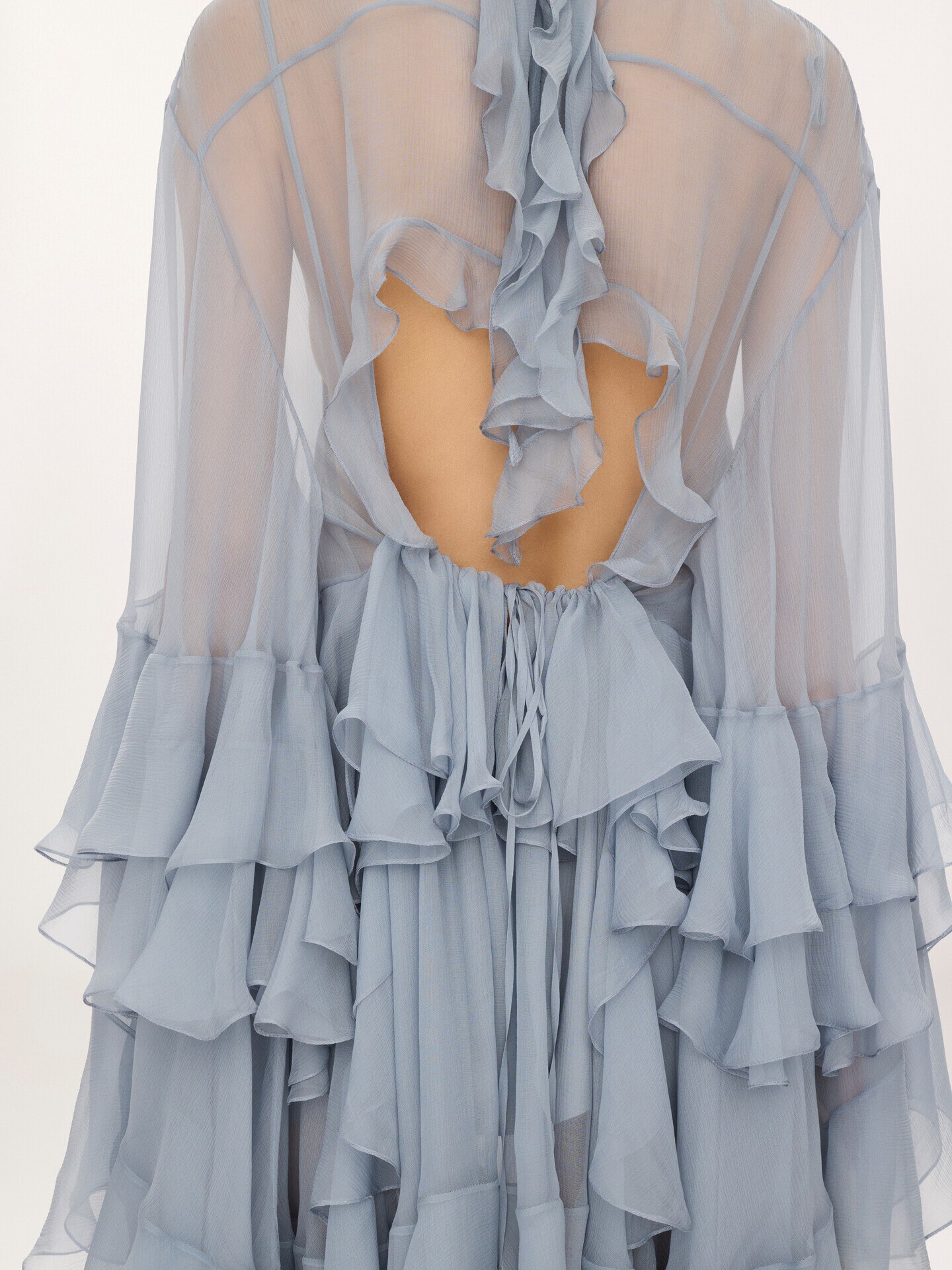 Minivestido con volantes de muselina de seda - 6