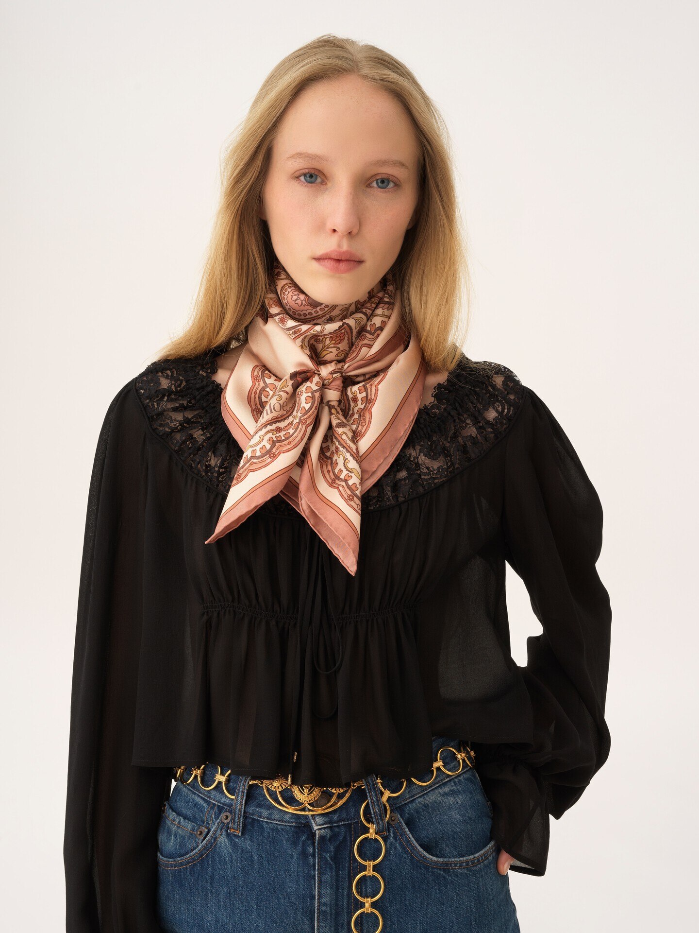 The Chloé Paisley square scarf in silk twill - 3