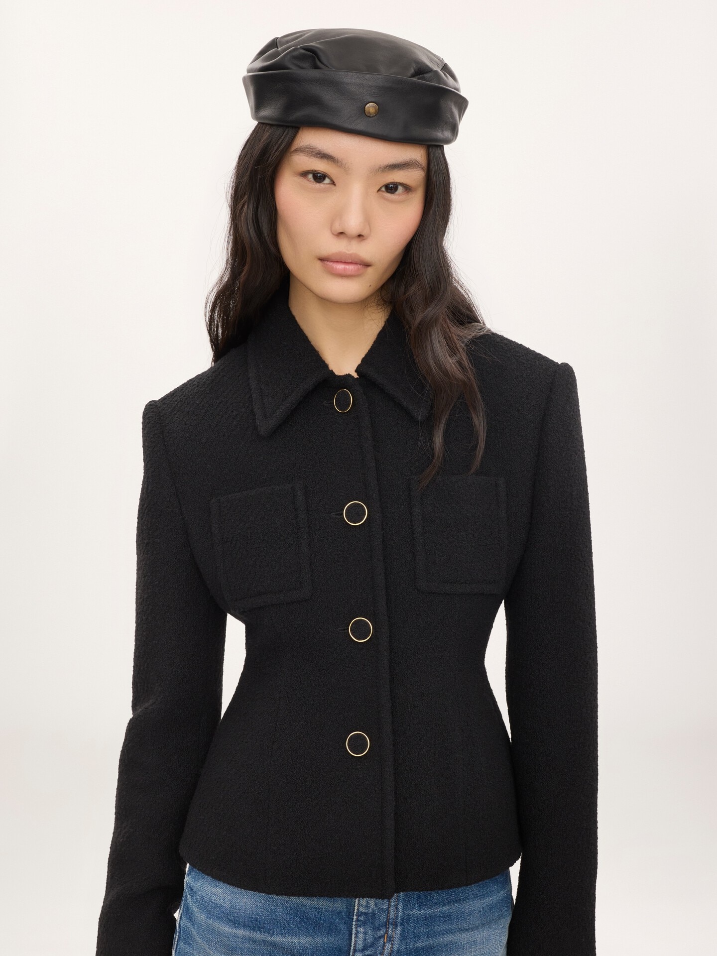 Fitted tailored jacket in wool bouclette - 4