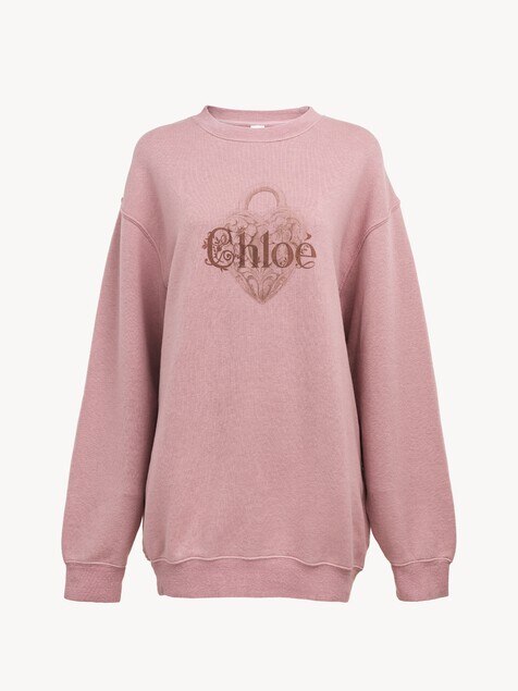 Oversized logo sweater in chin&eacute; fleece