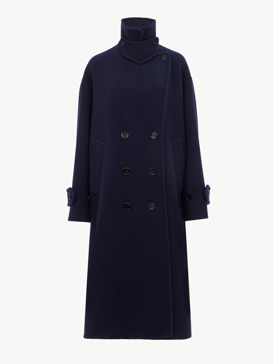 Double-breasted oversized long coat in wool - 2