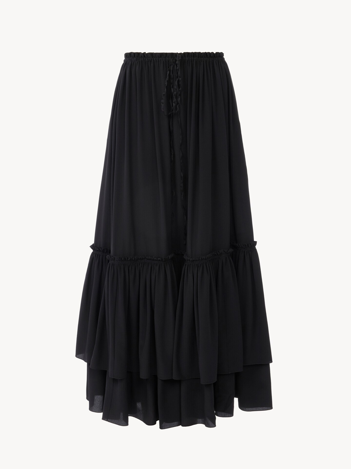 Long ruffled skirt in cr&ecirc;pe de chine - 1