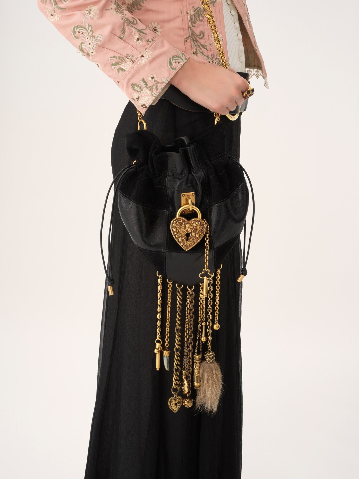 Château Treasures cross-body bag in grained & suede leather - 3